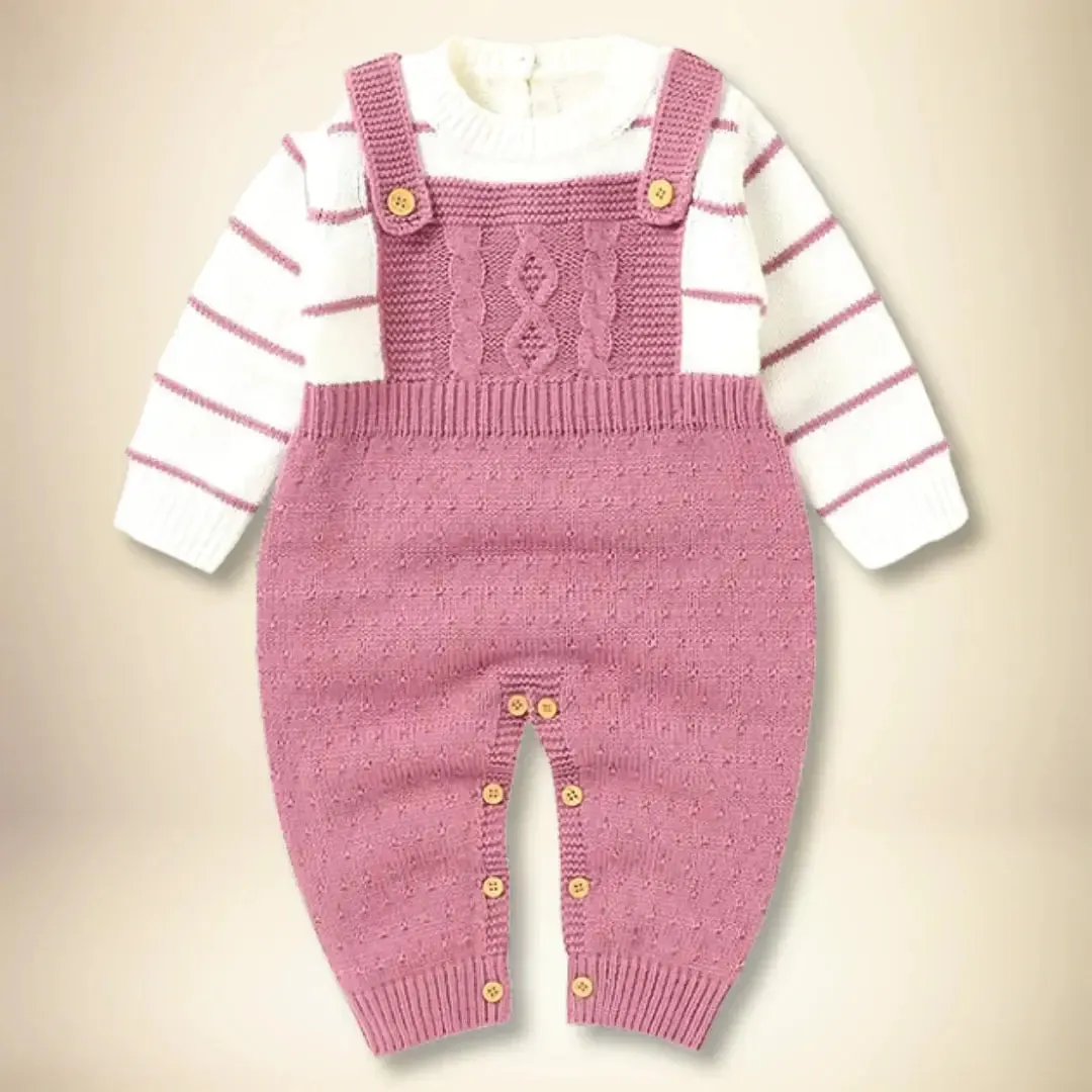 Saratoga Stripes Knit Suspender Set | Timeless Style for Baby’s Day Out (3-18M)