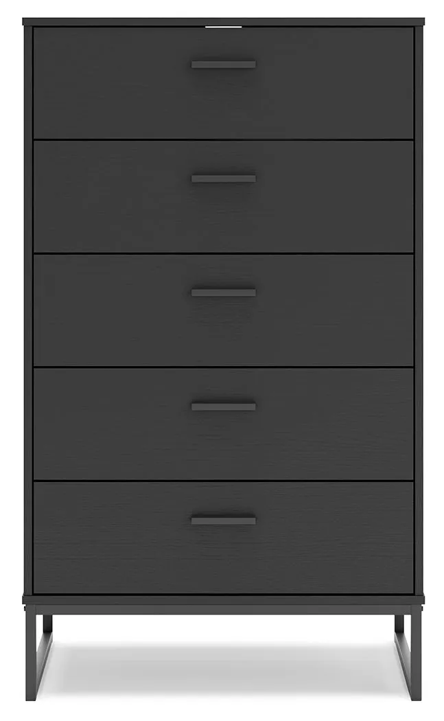 Socalle Twin Panel Platform Bed with Dresser, Chest and Nightstand in Black