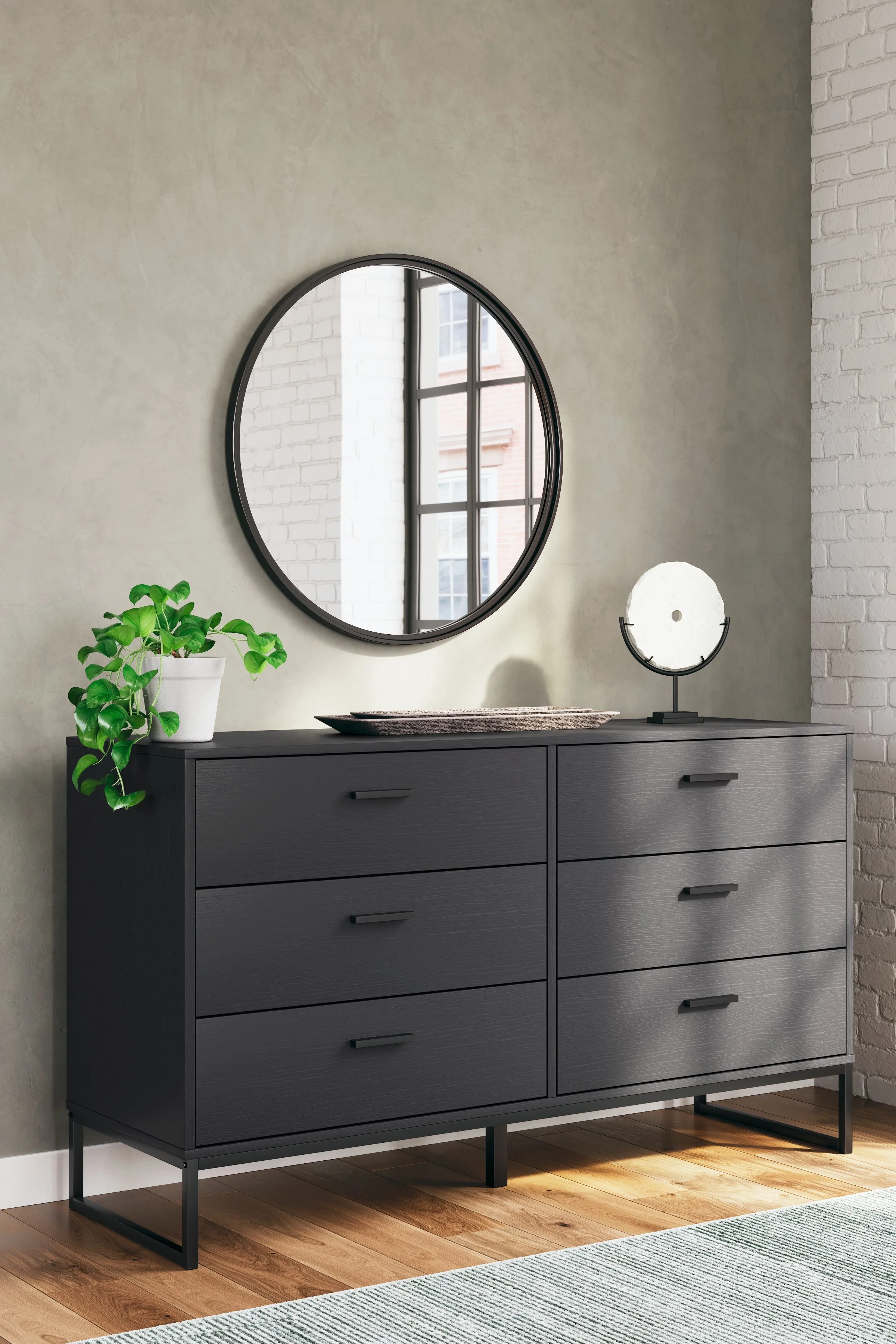 Socalle Twin Panel Platform Bed with Dresser in Black