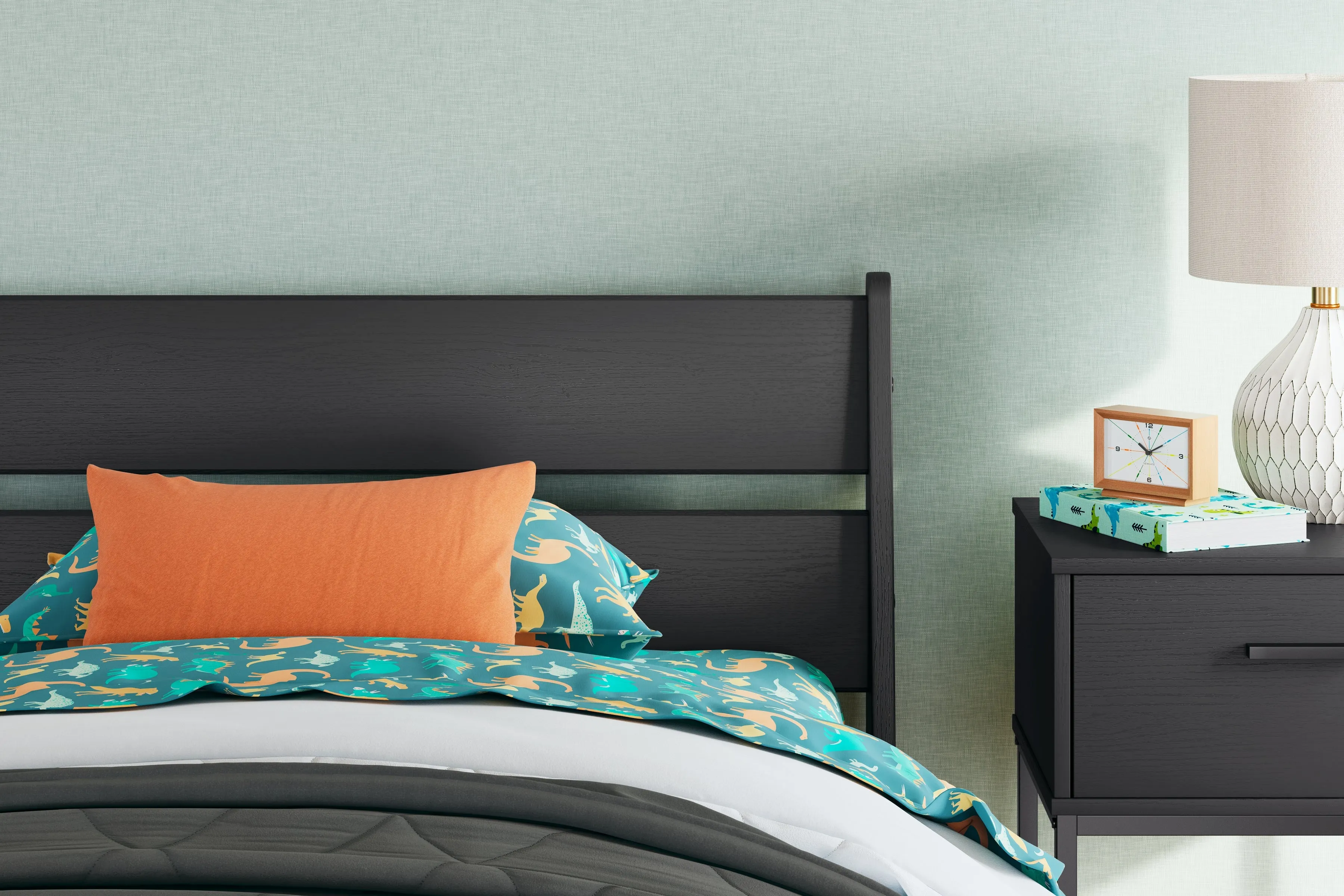 Socalle Twin Panel Platform Bed with Dresser in Black