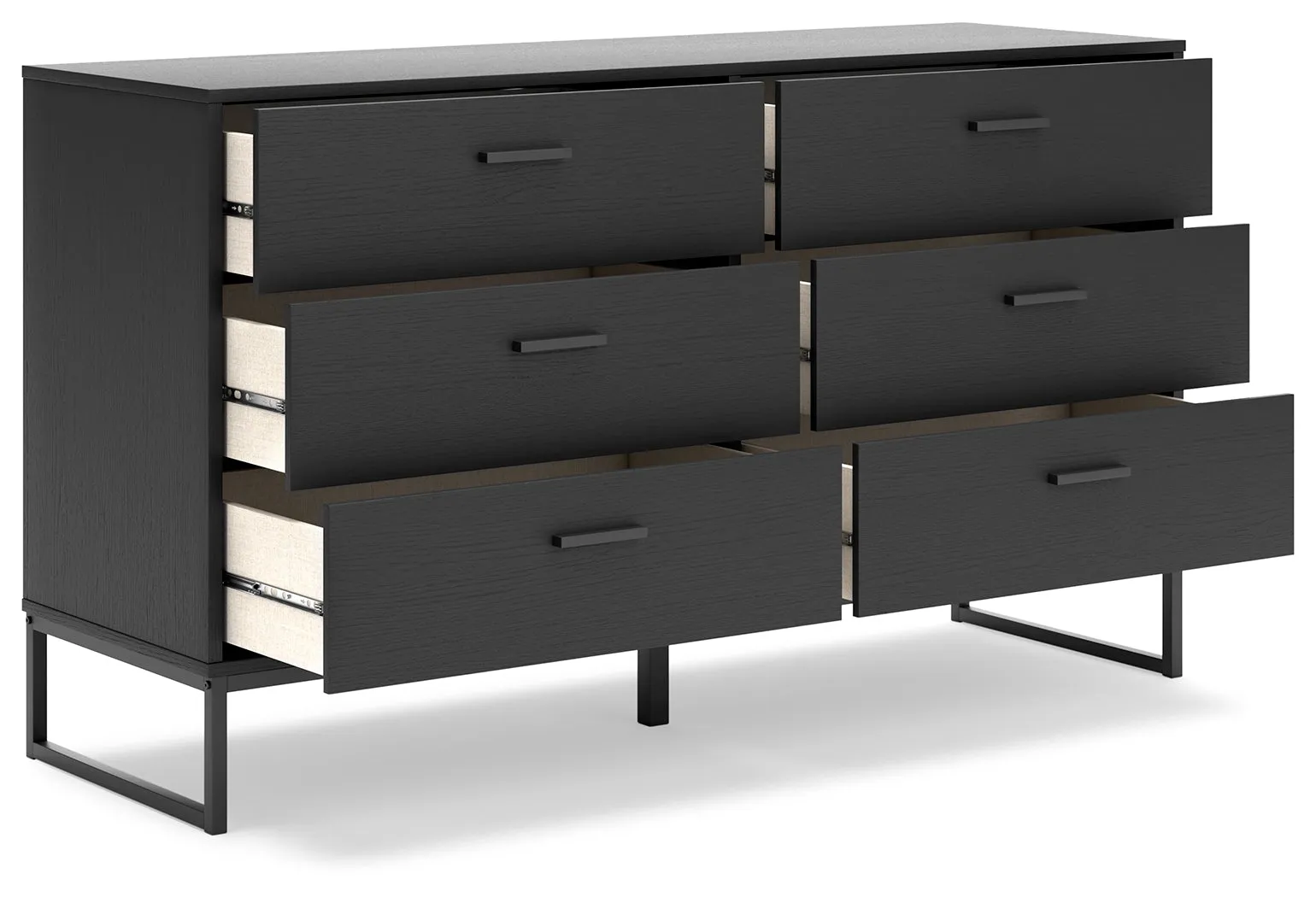 Socalle Twin Panel Platform Bed with Dresser in Black