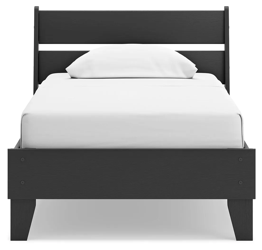Socalle Twin Panel Platform Bed with Dresser in Black