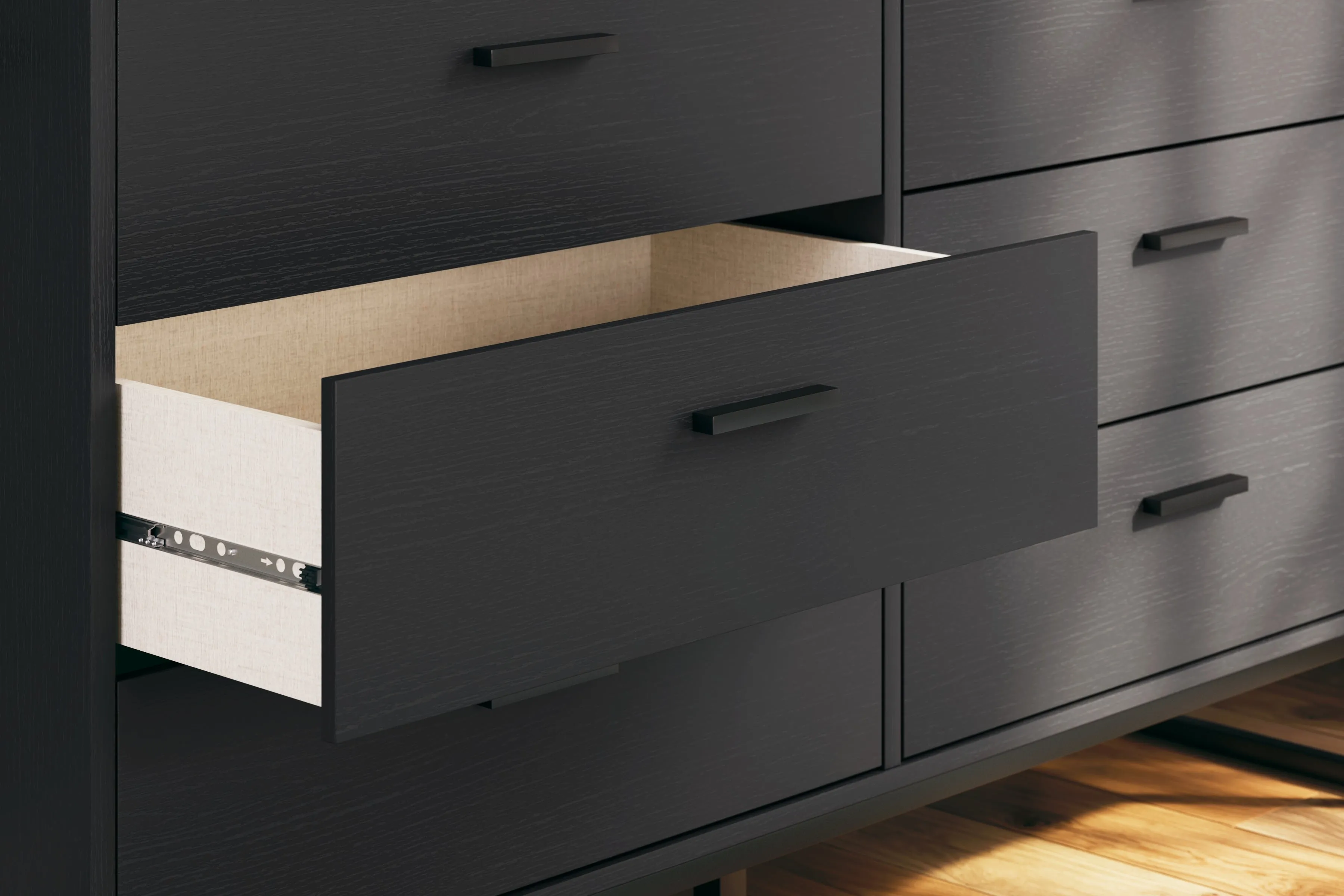 Socalle Twin Panel Platform Bed with Dresser in Black