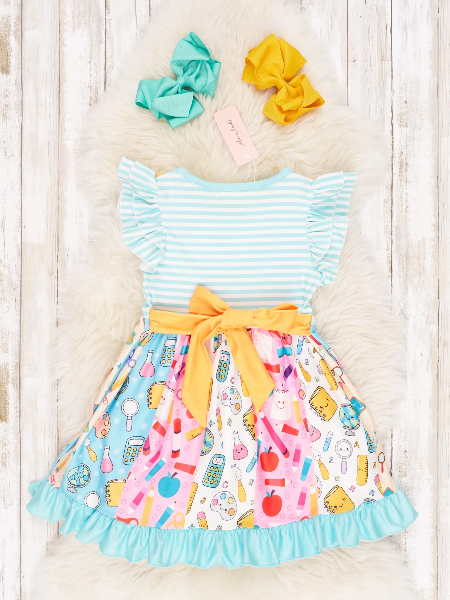 Striped School Ruffle Tie Dress