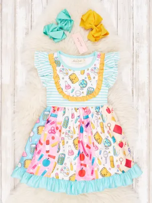 Striped School Ruffle Tie Dress