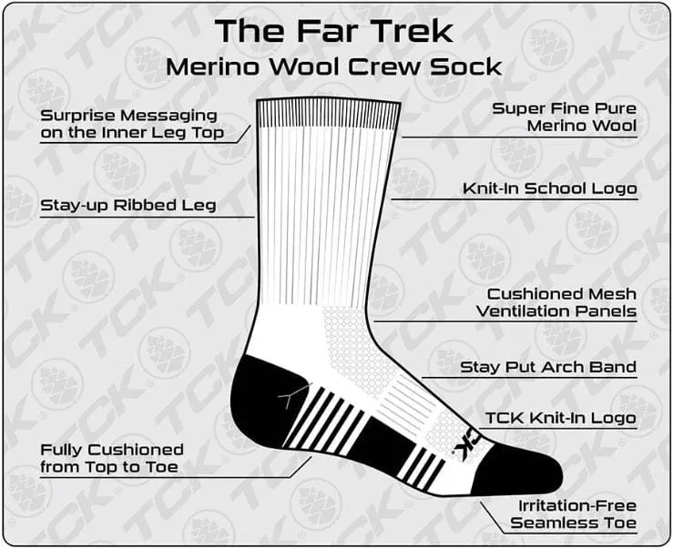 TCK Penn State Nittany Lions Socks - Pure Merino Wool - Far Trek