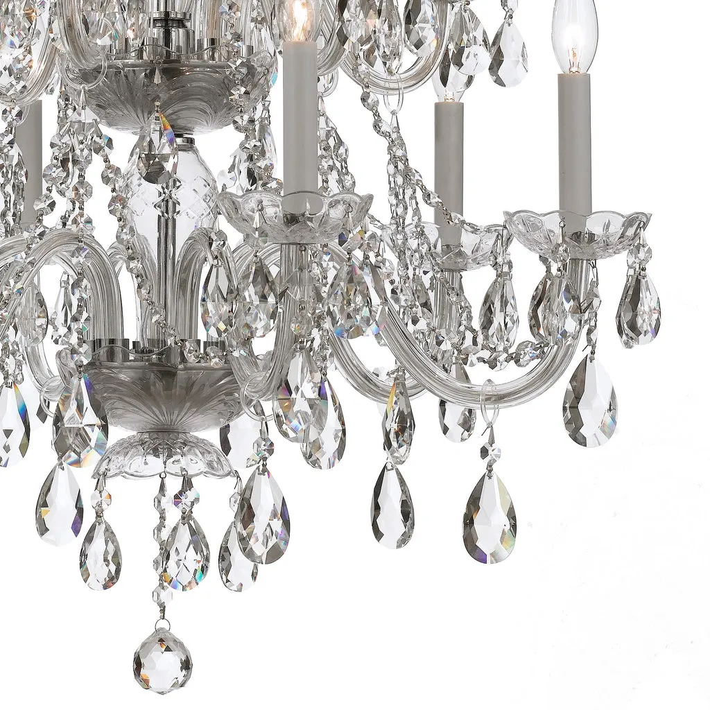 Traditional Crystal 12 Light Hand Cut Crystal Polished Chrome Chandelier
