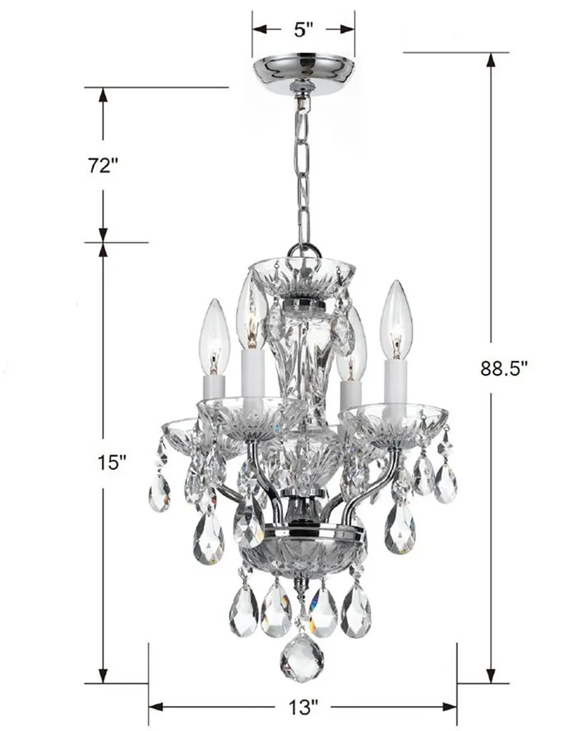 Traditional Crystal 4 Light Spectra Crystal Polished Chrome Mini Chandelier