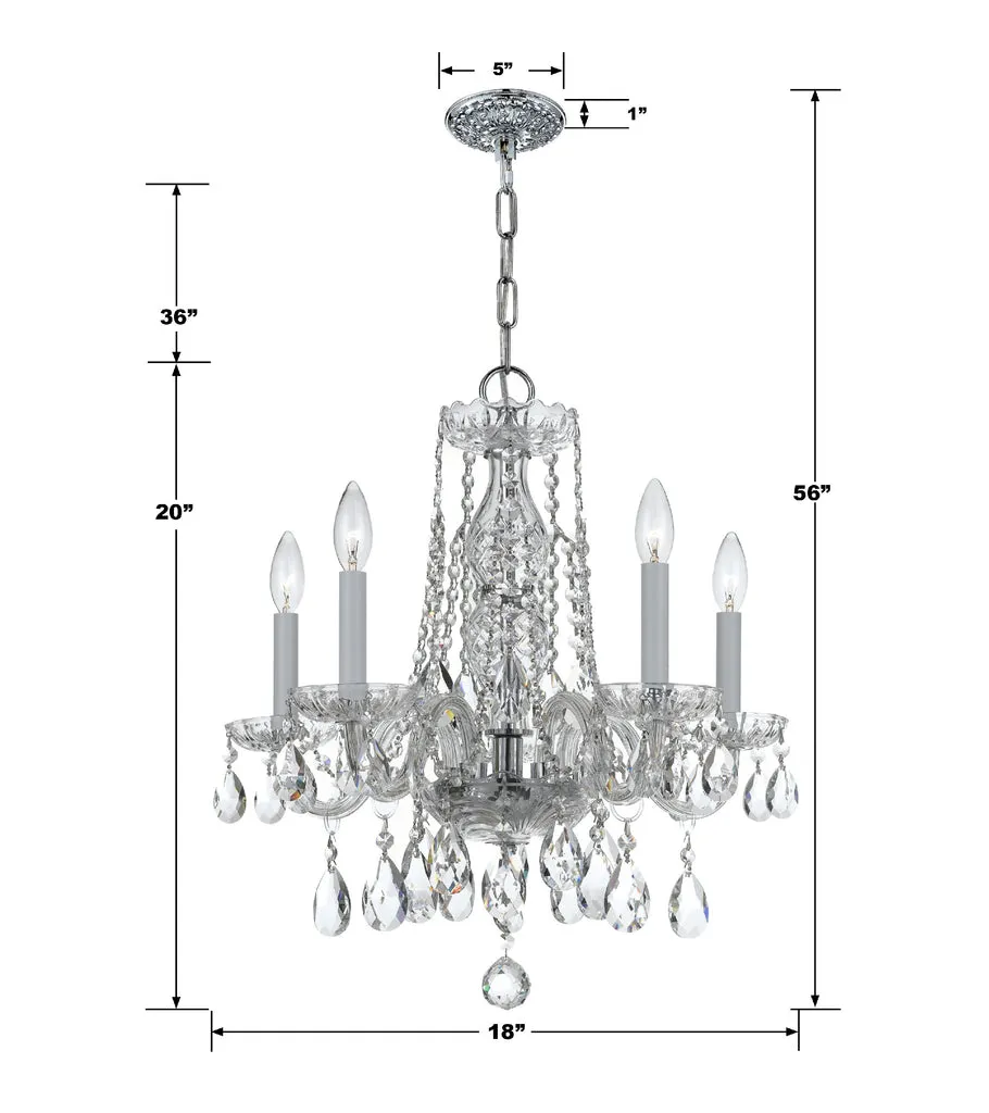 Traditional Crystal 5 Light Hand Cut Crystal Polished Chrome Chandelier