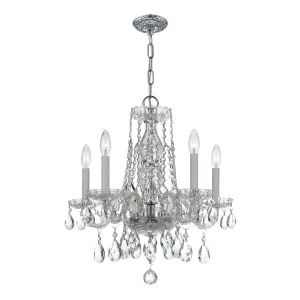 Traditional Crystal 5 Light Hand Cut Crystal Polished Chrome Chandelier