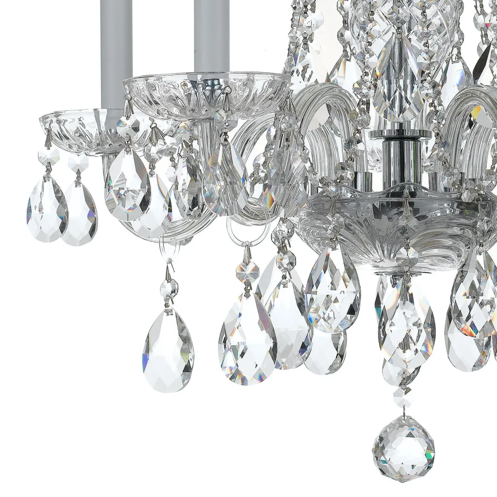 Traditional Crystal 5 Light Hand Cut Crystal Polished Chrome Chandelier