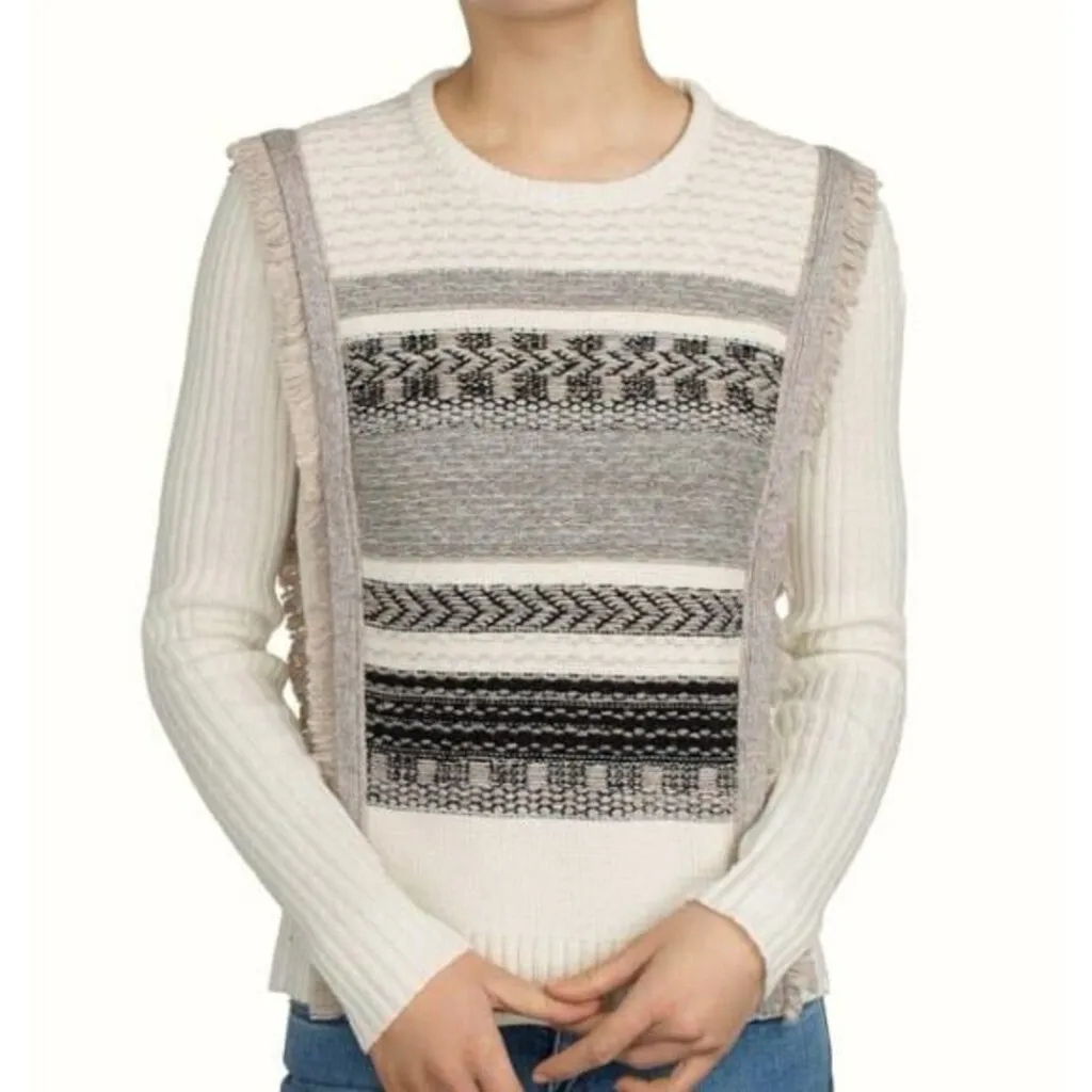 White   Warren Knit Fringe Sweater - Size Small