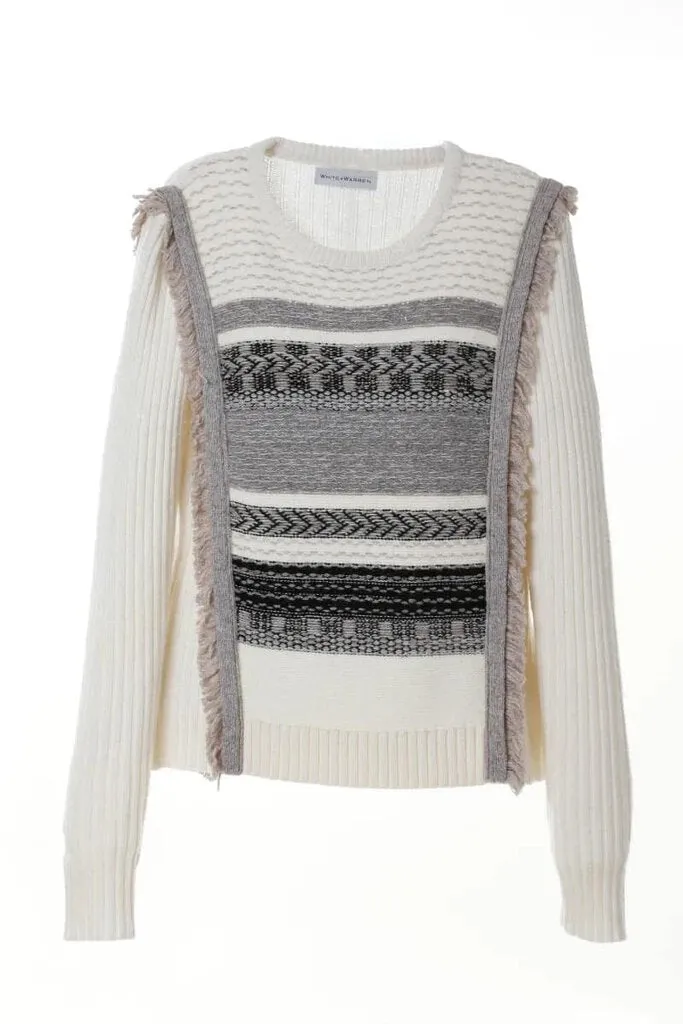 White   Warren Knit Fringe Sweater - Size Small