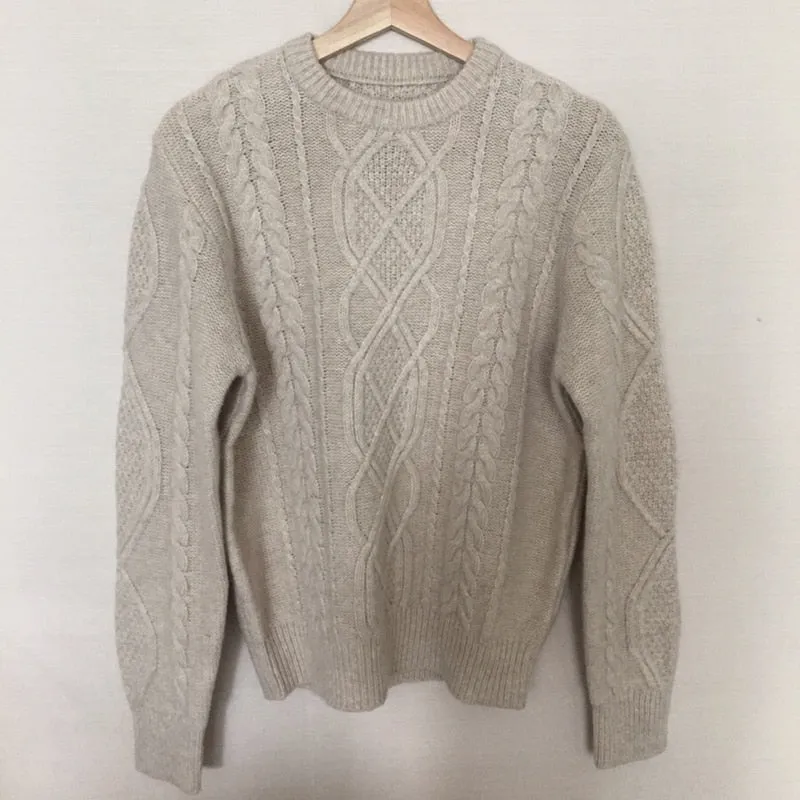 Winter Women Knitted Sweater Solid O