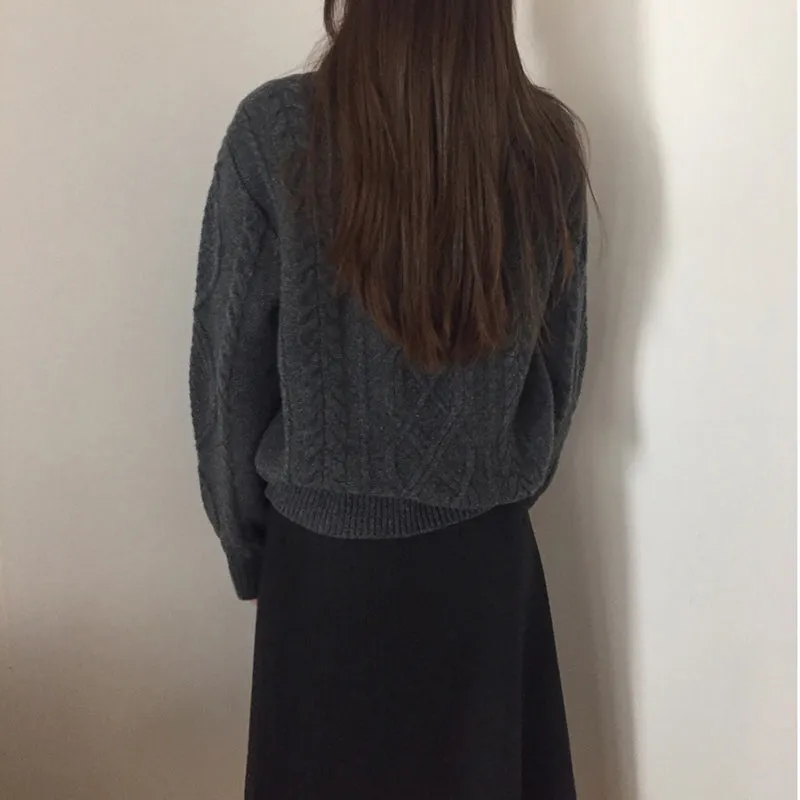 Winter Women Knitted Sweater Solid O