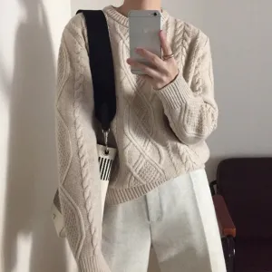 Winter Women Knitted Sweater Solid O