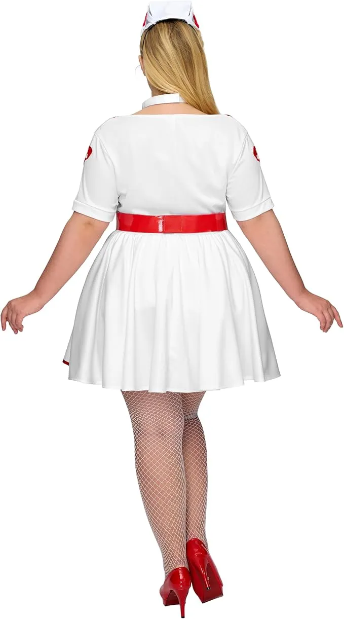 Women Plus Size Halloween Costumes, White Nurse