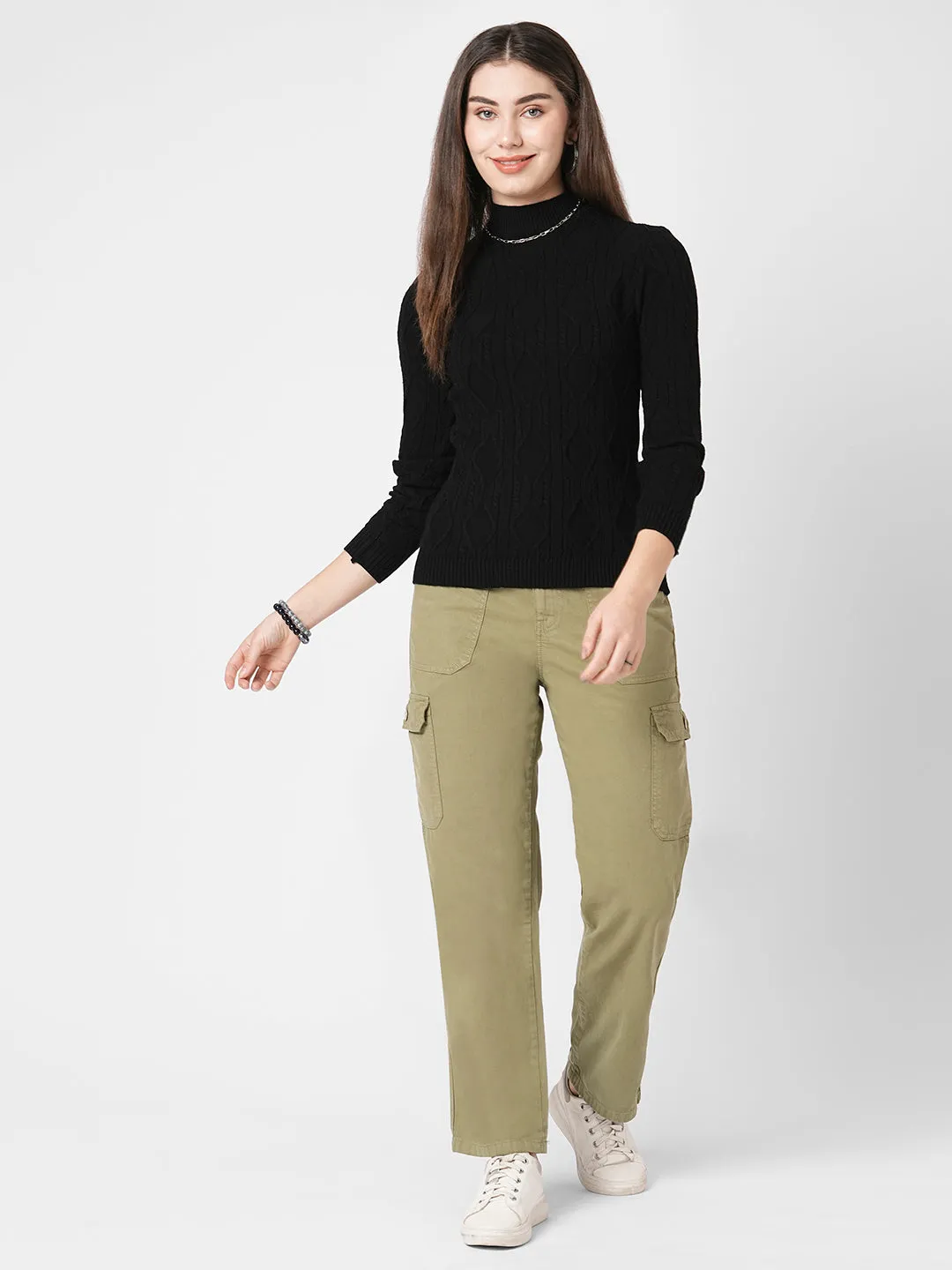 Women Turtle Neck Long Sleeves Sweater