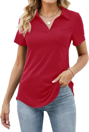 Women's Polo Shirts Short Sleeve Work Tops Business Casual Summer Tops Fashion 2025 Collared Blouses